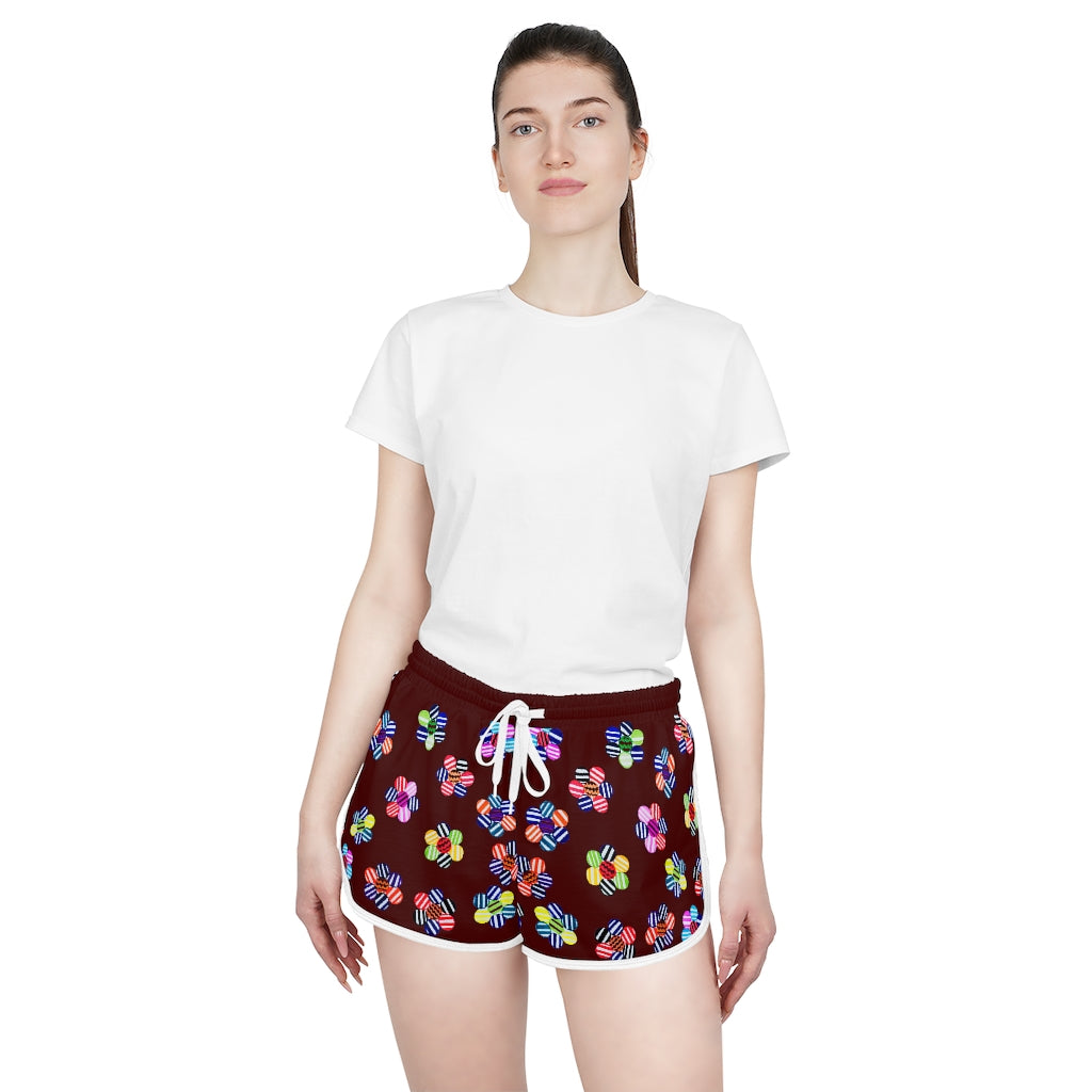 Marsala Candy Florals Relaxed Shorts