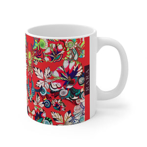 Floral Art Red Mug 11oz