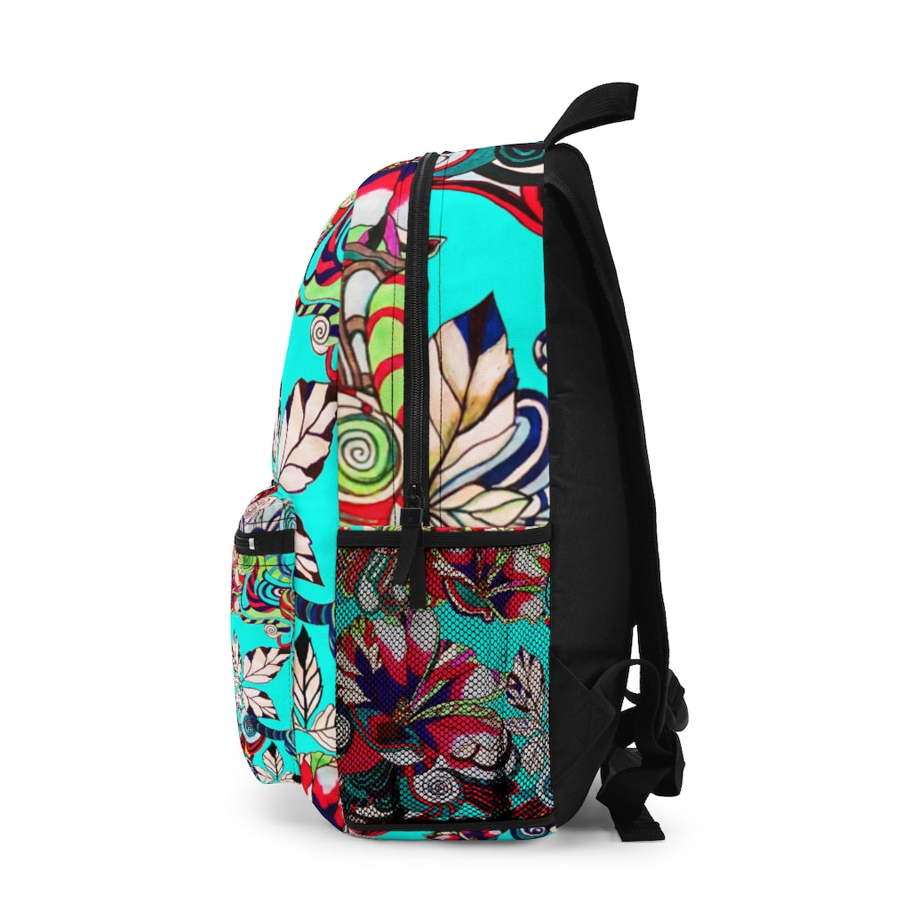 Cyan Artsy Floral Pop Backpack