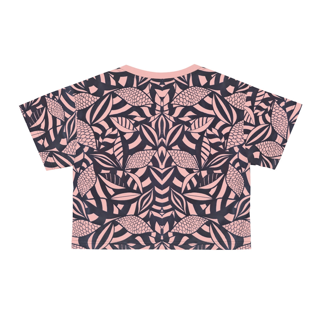 blush tropical print crop t-shirt