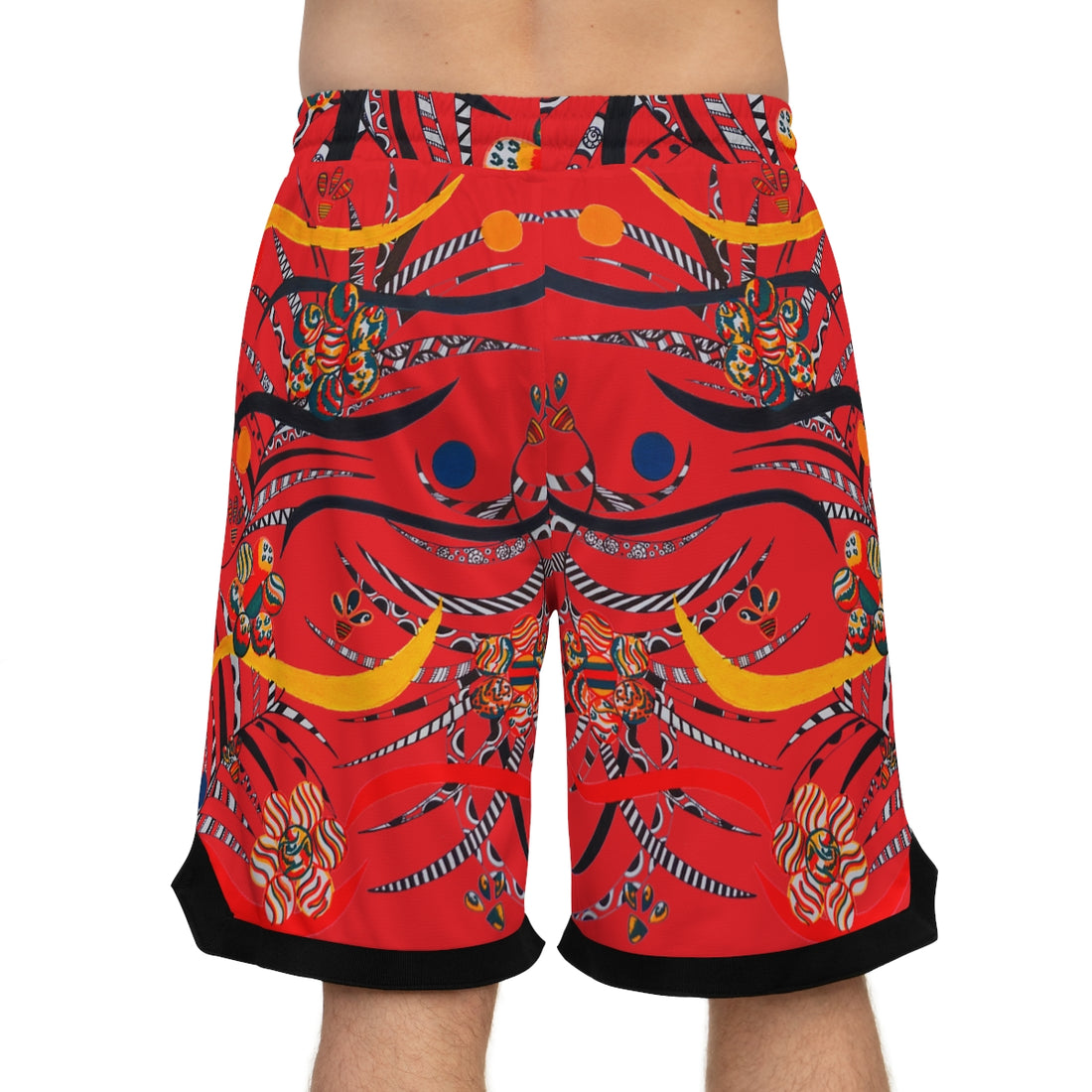 Red Wilderness Basketball Rib Shorts (AOP)