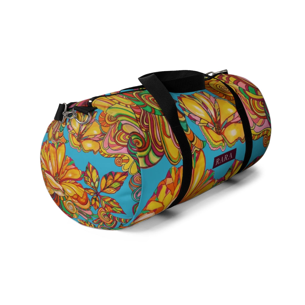 Artsy Floral Aqua Duffel Bag