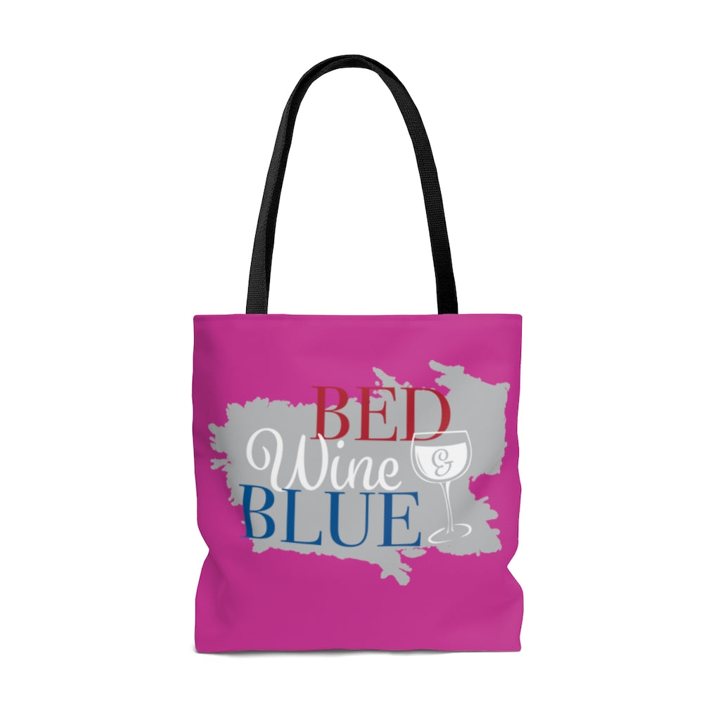 AOP Bed & Wine Royal Pink Tote Bag