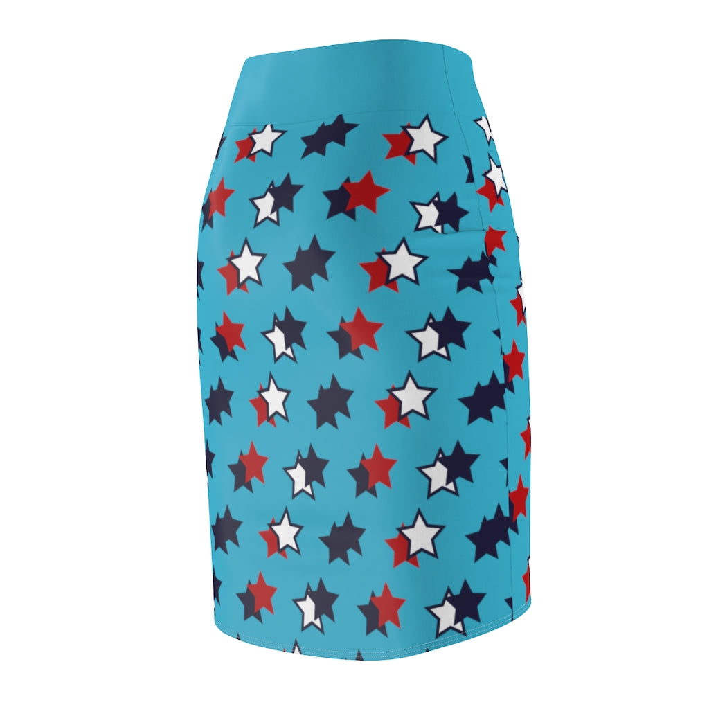 AOP Starry Aqua Pencil Skirt