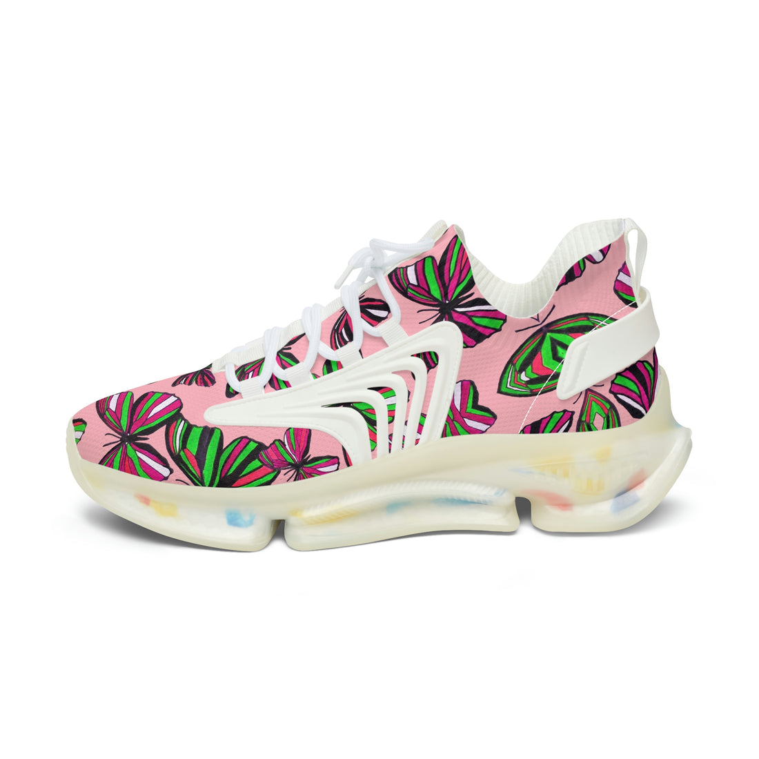 Blush Butterfly Printed OTT Women's Mesh Knit Sneakers