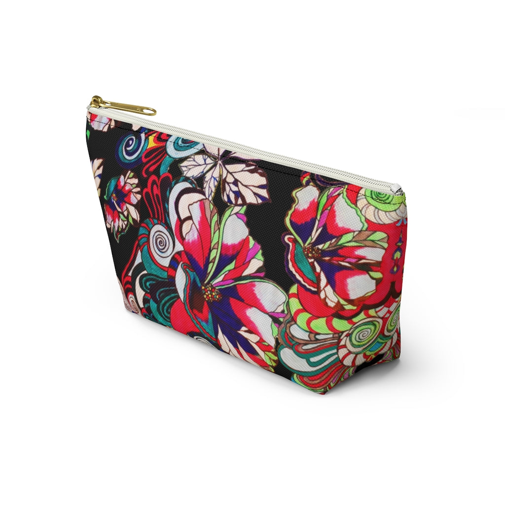 Floral Pop Black Accessory Pouch