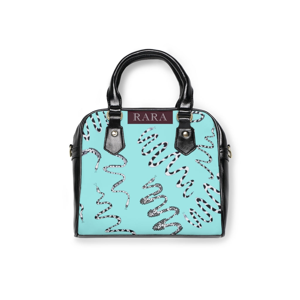 ICY BLUE snake print handbag