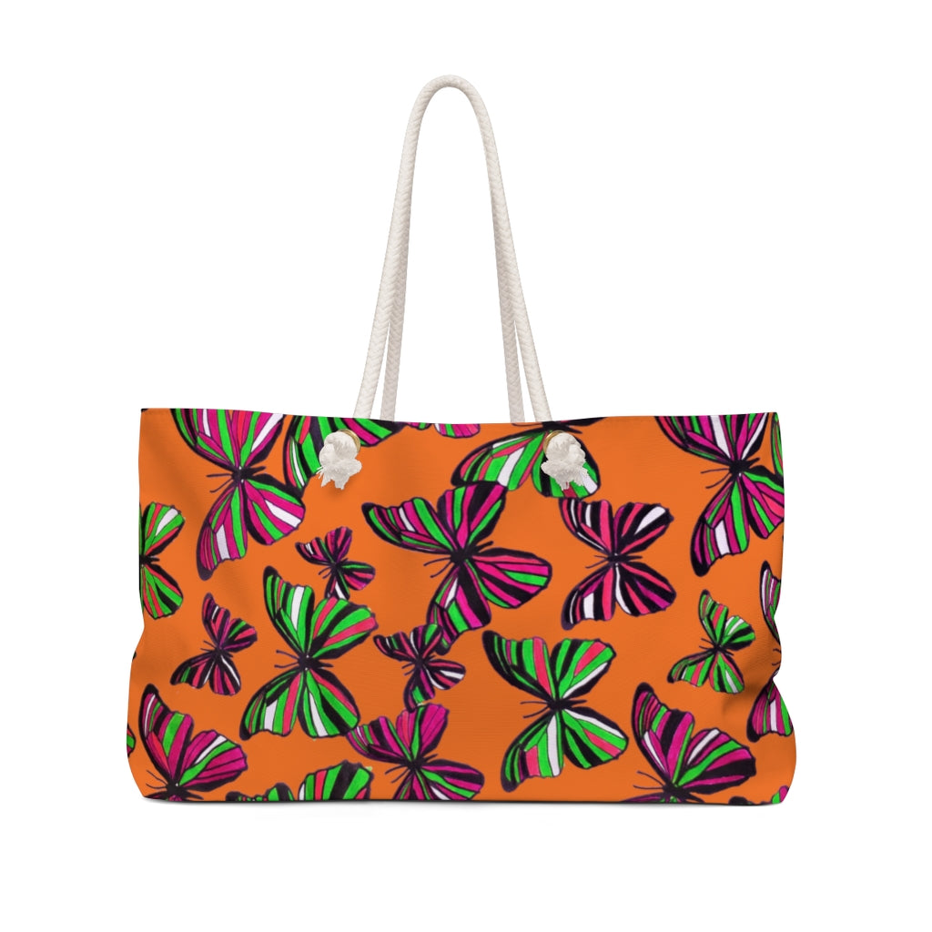 Butterflies Orange Weekender Bag