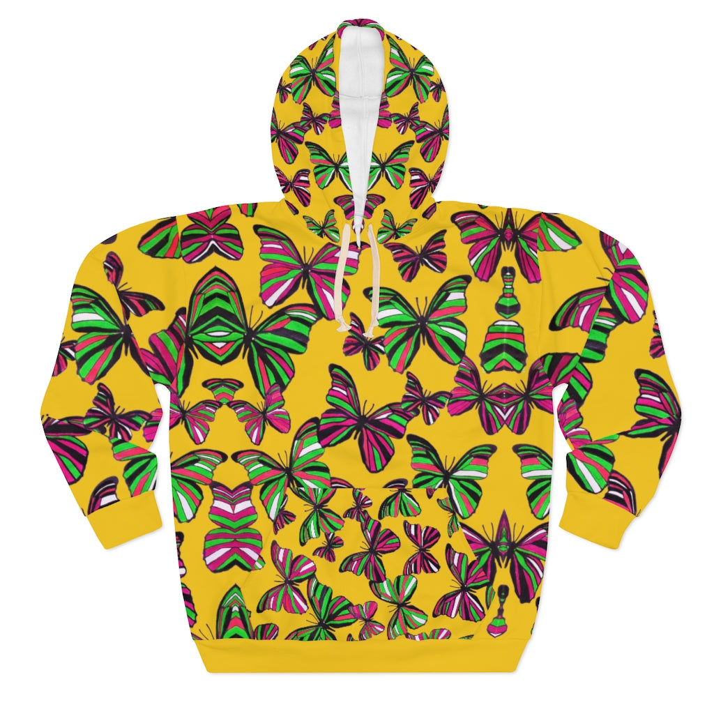 Butterflies Pullover Yellow Hoodie