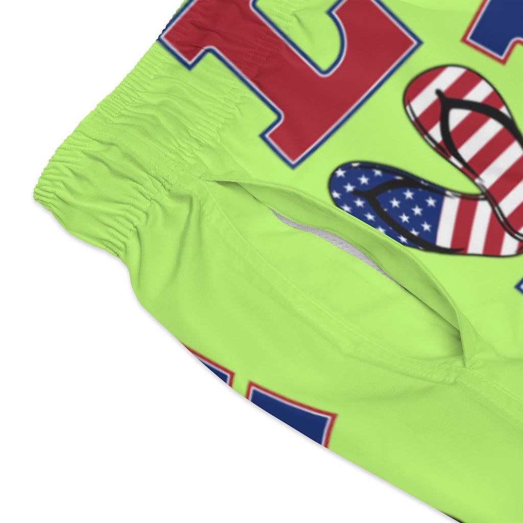 Men's American Love Lime Swimming Trunks