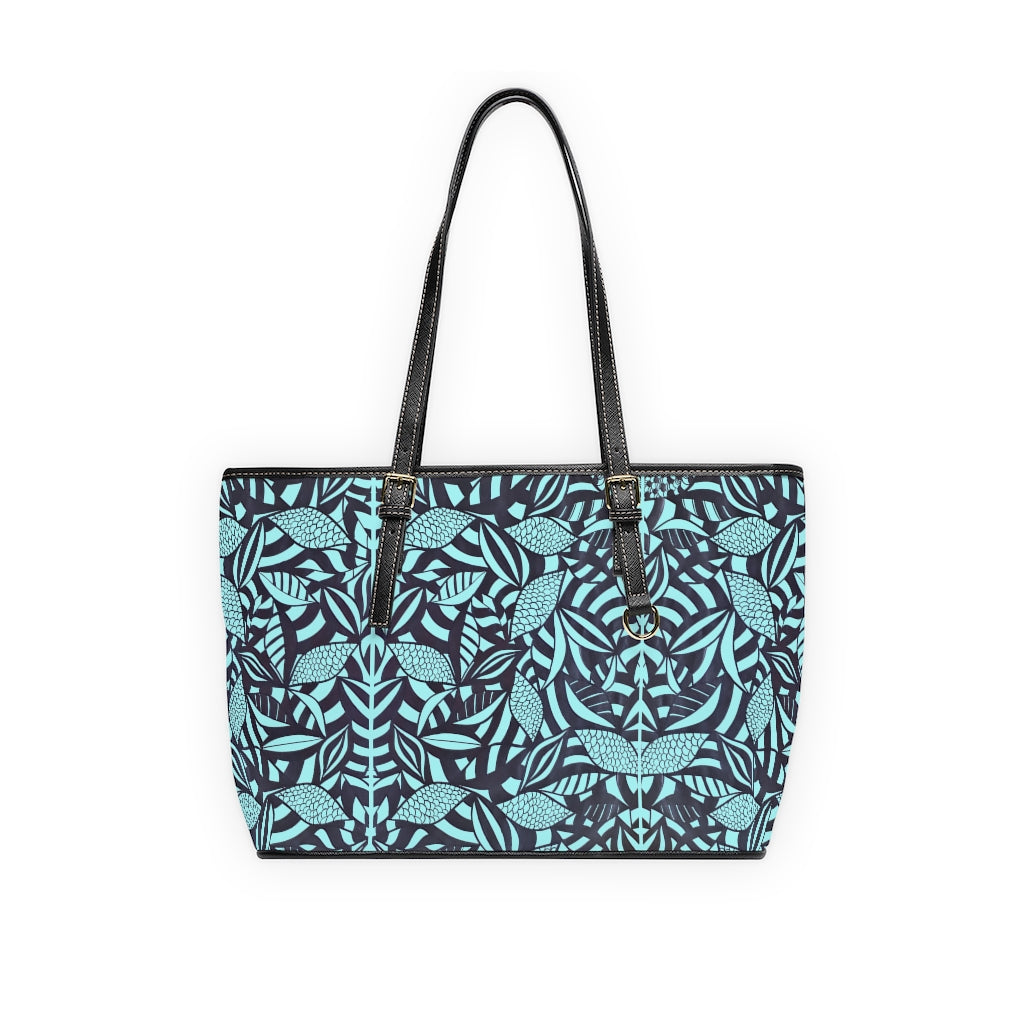 Icy Blue Tropical Minimalist PU Leather Shoulder Bag