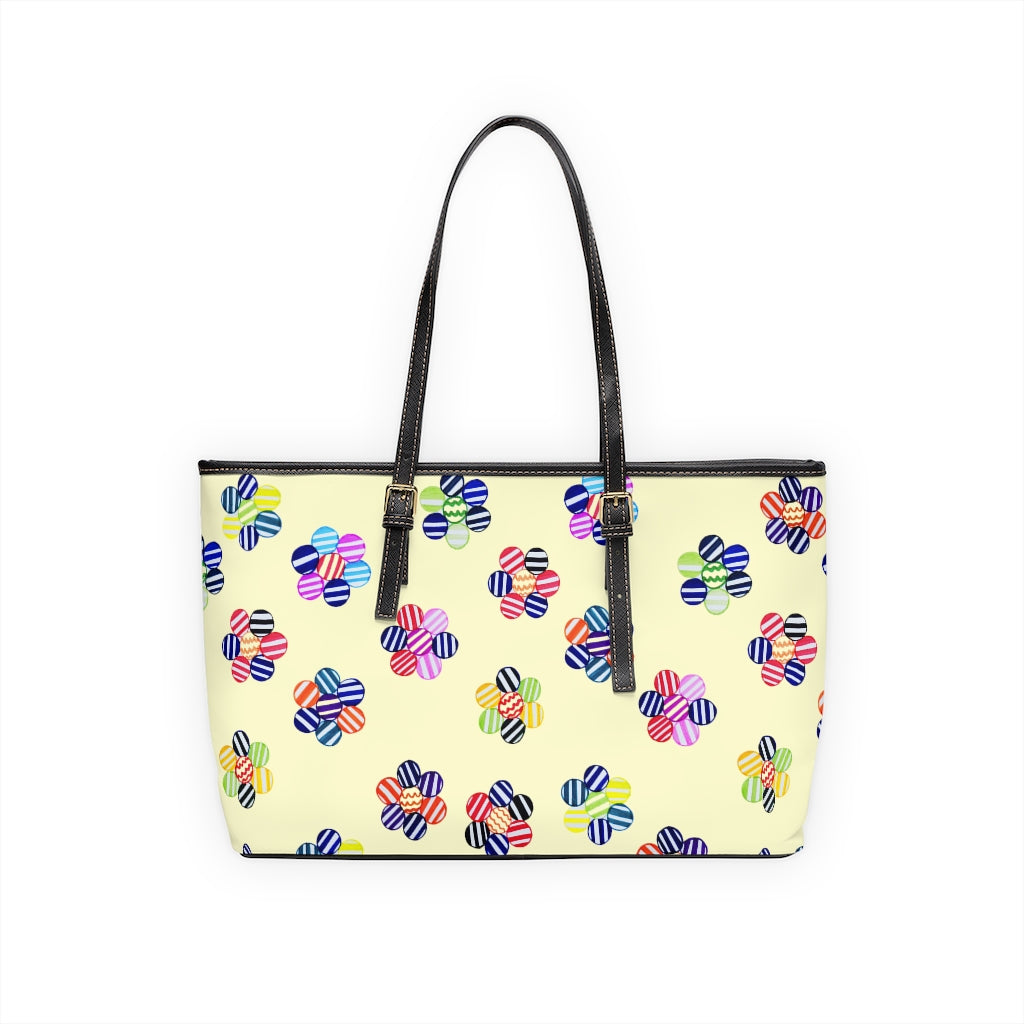 Cream Candy Florals PU Leather Shoulder Bag