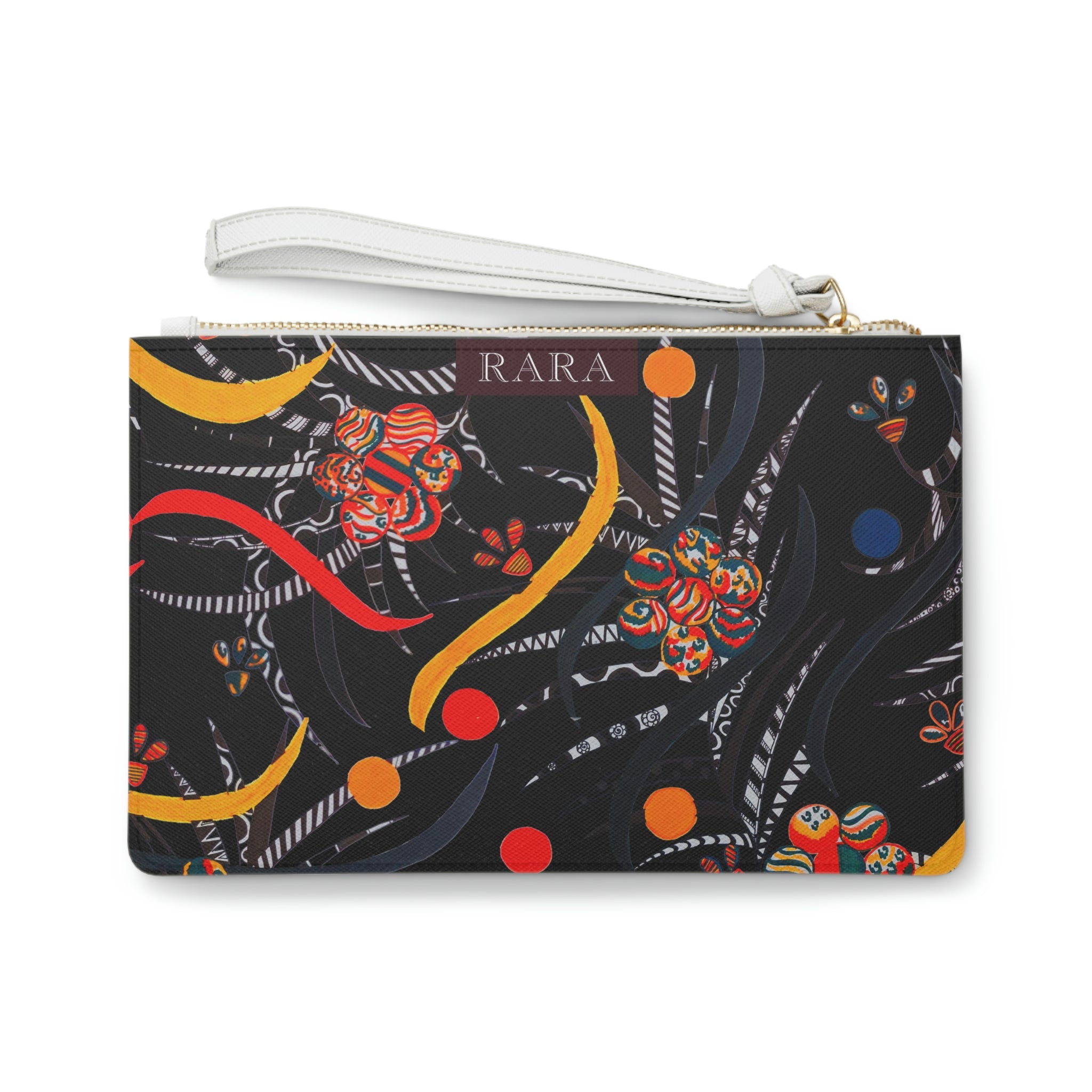 black floral & animal print clutch bag