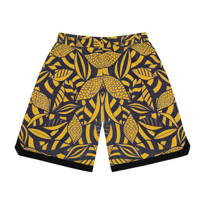 Yellow Tropical Minimalist Basketball Rib Shorts (AOP)