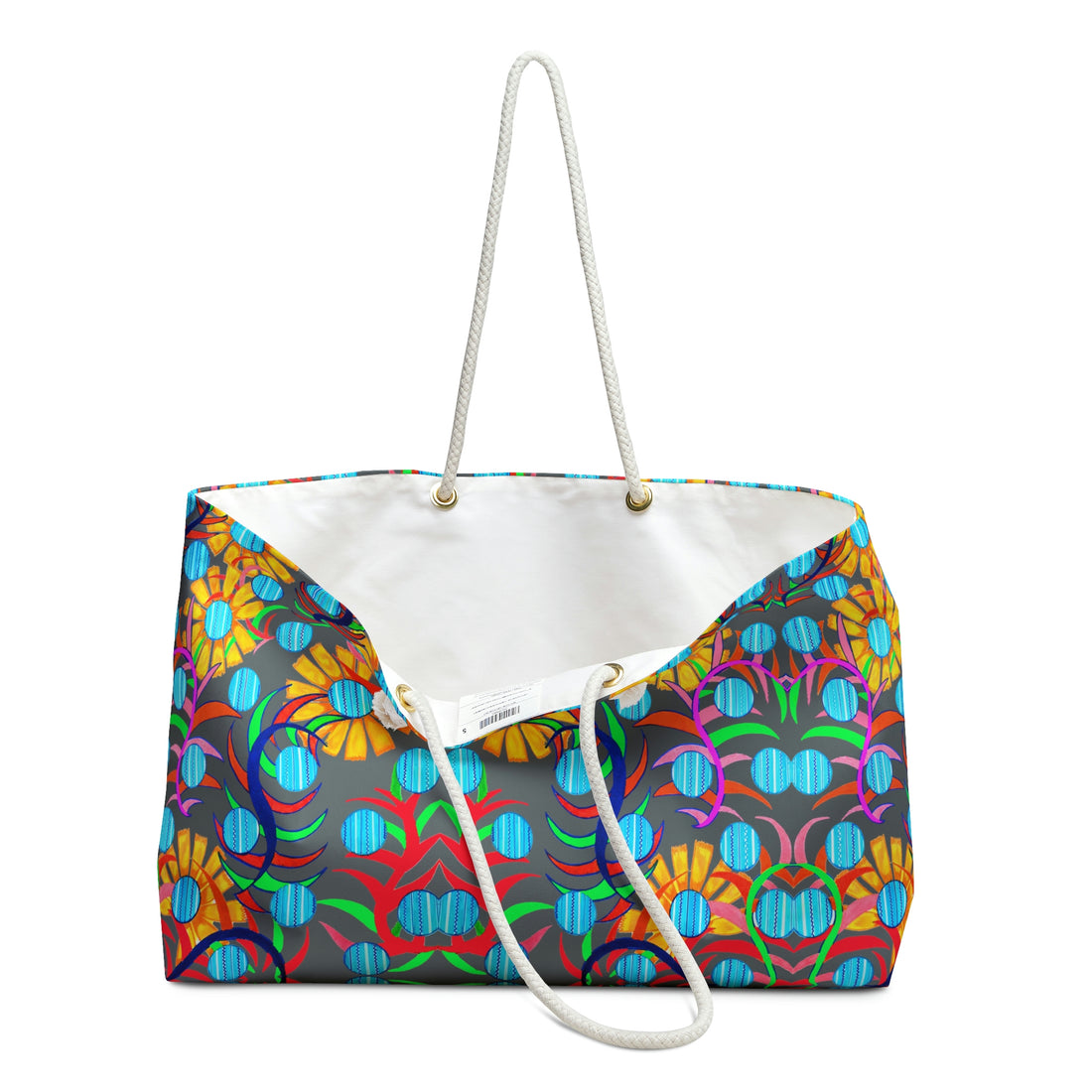 Ash Grey Sunflower Weekender Open Beach Tote Bag