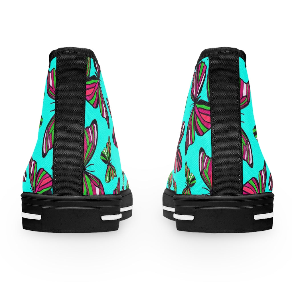 Cyan Butterflies Women's High Top Sneakers