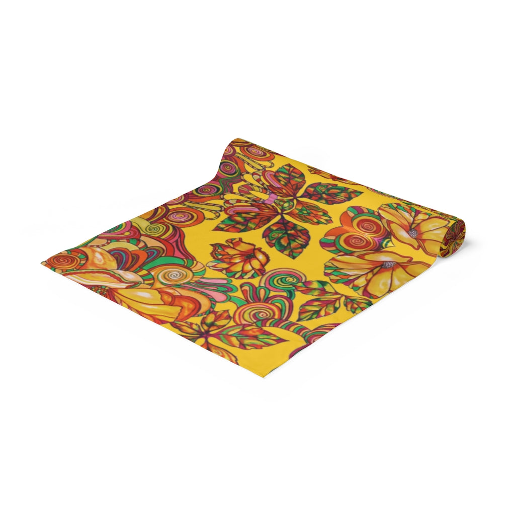 Artsy Floral Yellow Table Runner