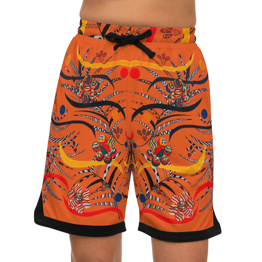 Orange Wilderness Basketball Rib Shorts (AOP)