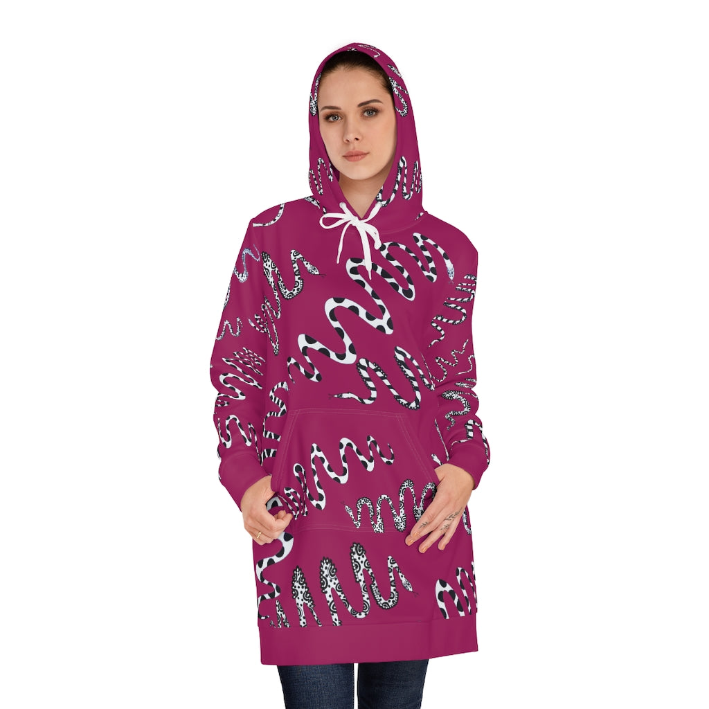 Orchid Snake Print Hoodie Dress