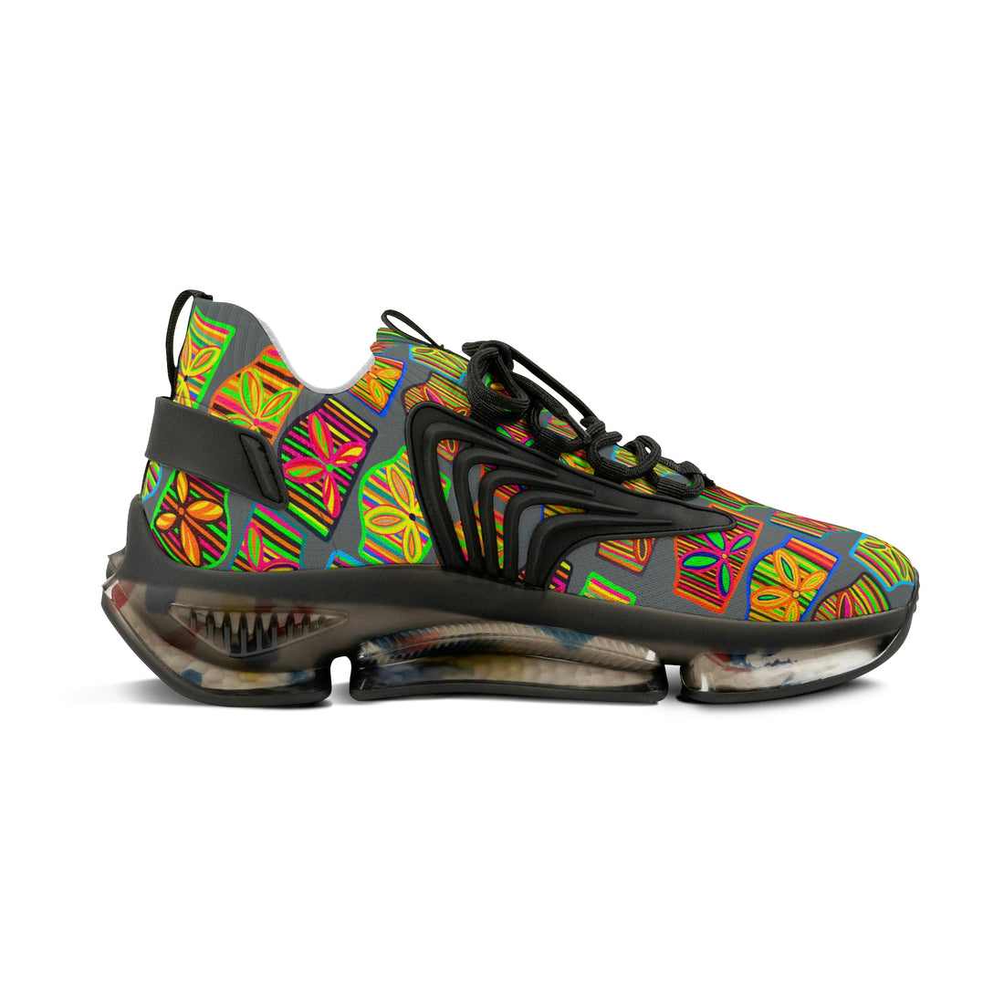 Ash Grey Deco Print OTT Men's Mesh Knit Sneakers