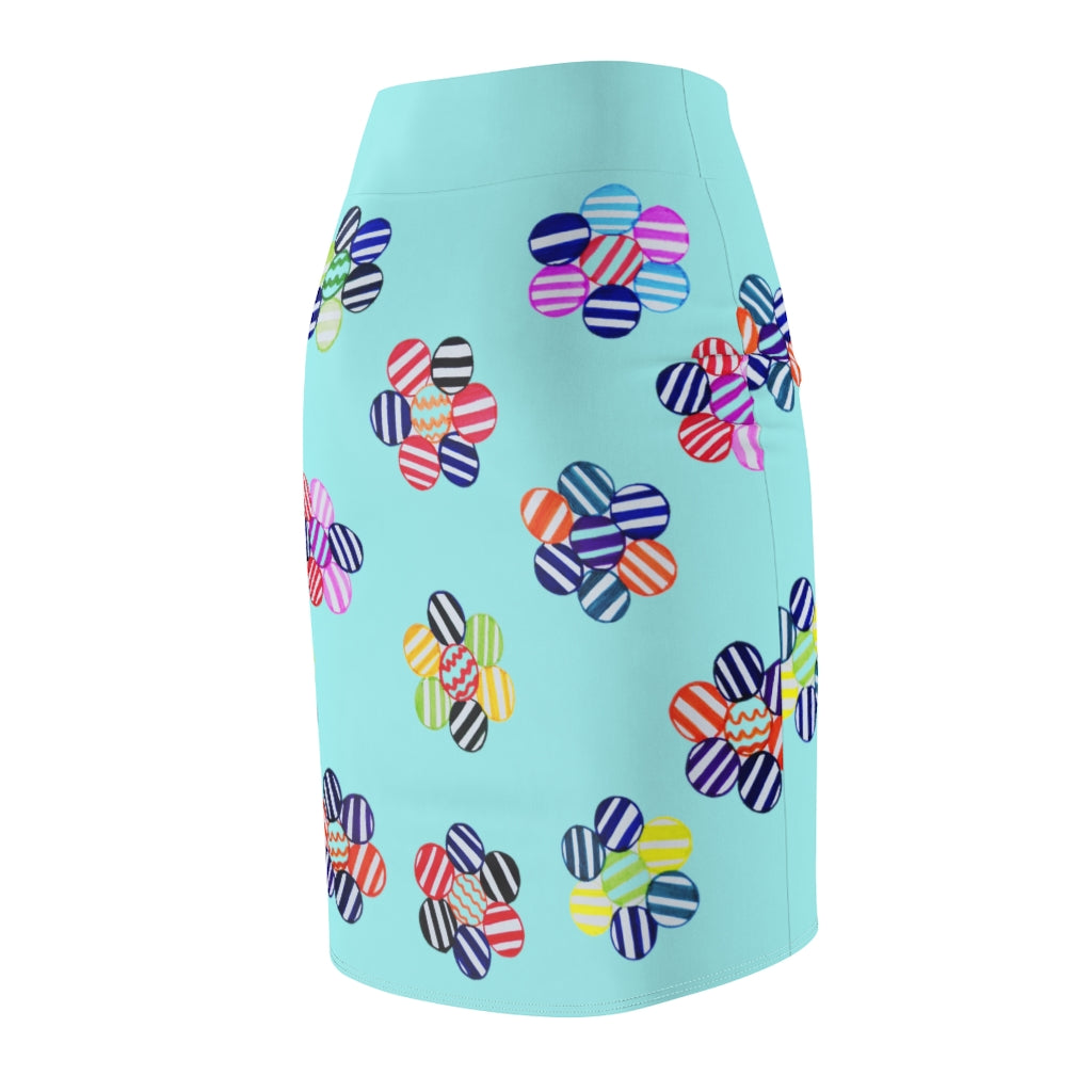 Icy Candy Florals Print Pencil Skirt