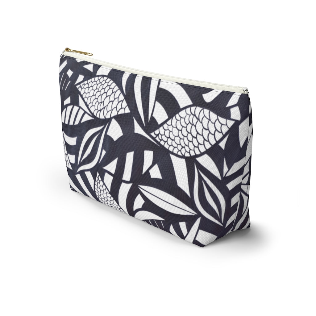 White Tropical Minimalist Accessory Pouch