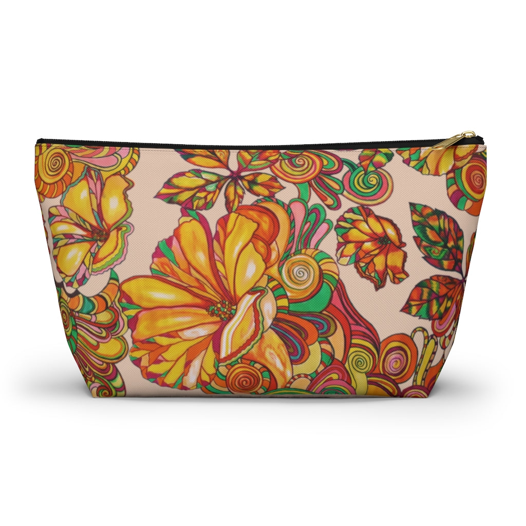 Nude Artsy Floral Accessory Pouch