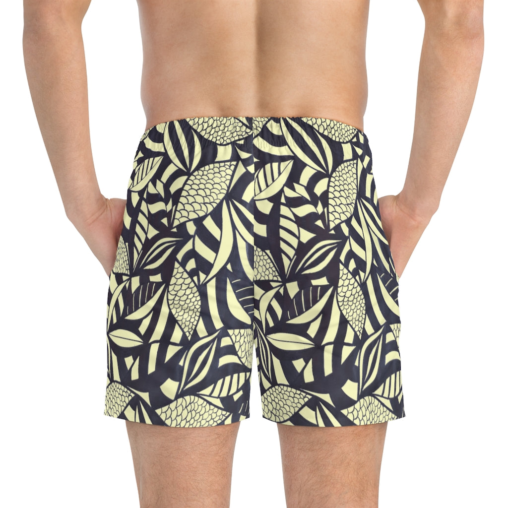 Cream Tropical Minimalist Men's Swimming Trunks