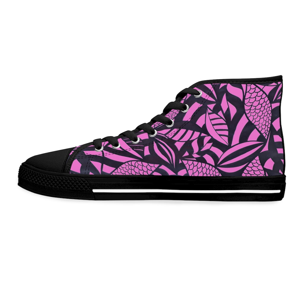 rose tropical print hightop women's sneakers