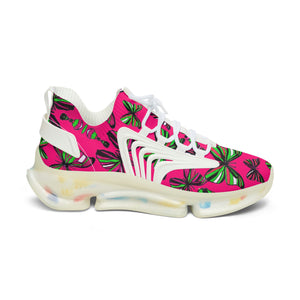 Hot Pink Butterfly Printed OTT Women's Mesh Knit Sneakers