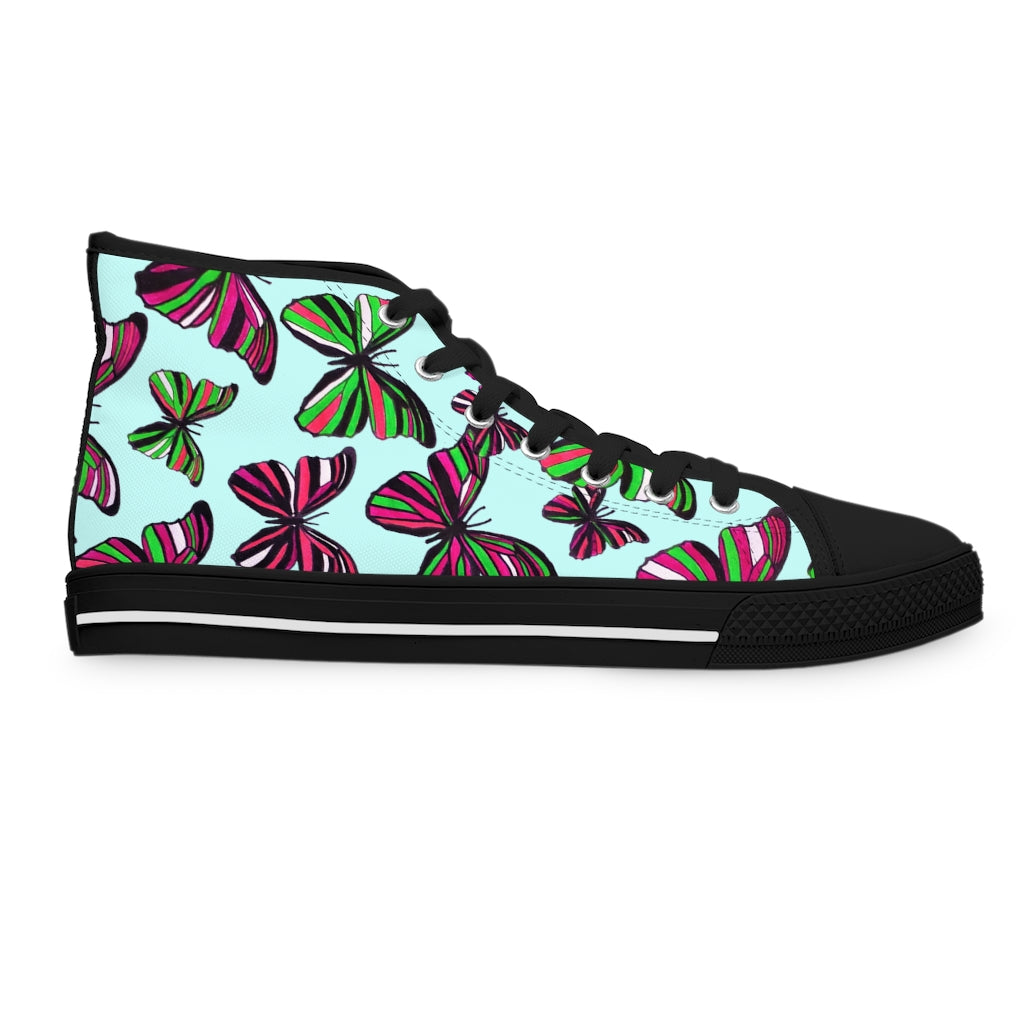 Ice Blue Butterflies Women's High Top Sneakers