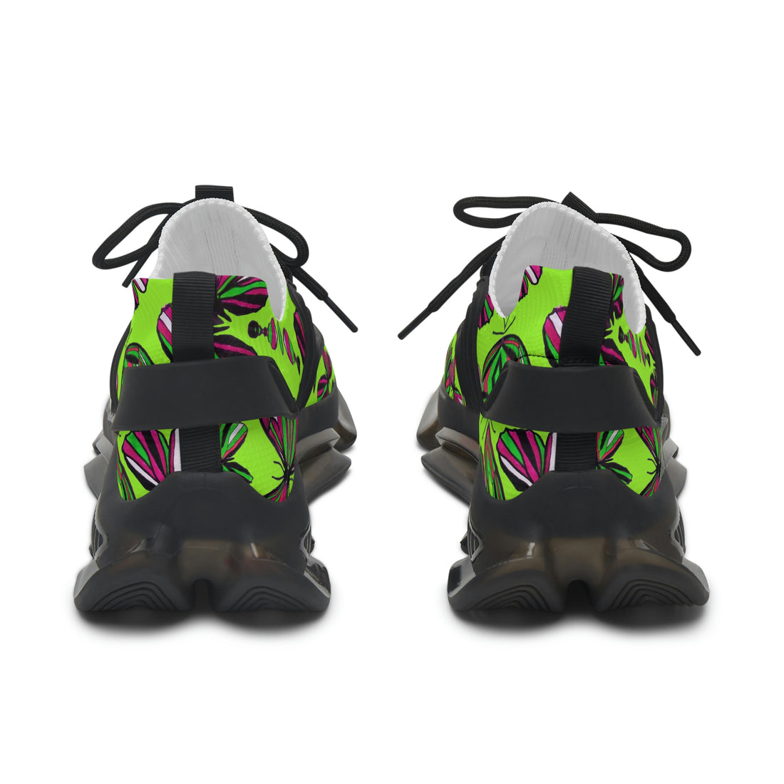 Lime Green Butterfly Printed OTT Women's Mesh Knit Sneakers