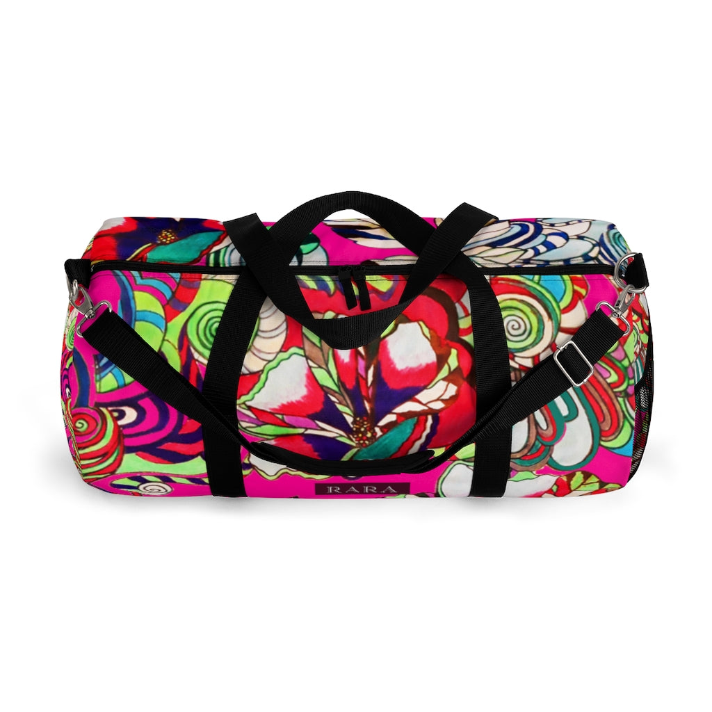 Artsy Floral Pop Pink Duffel Bag