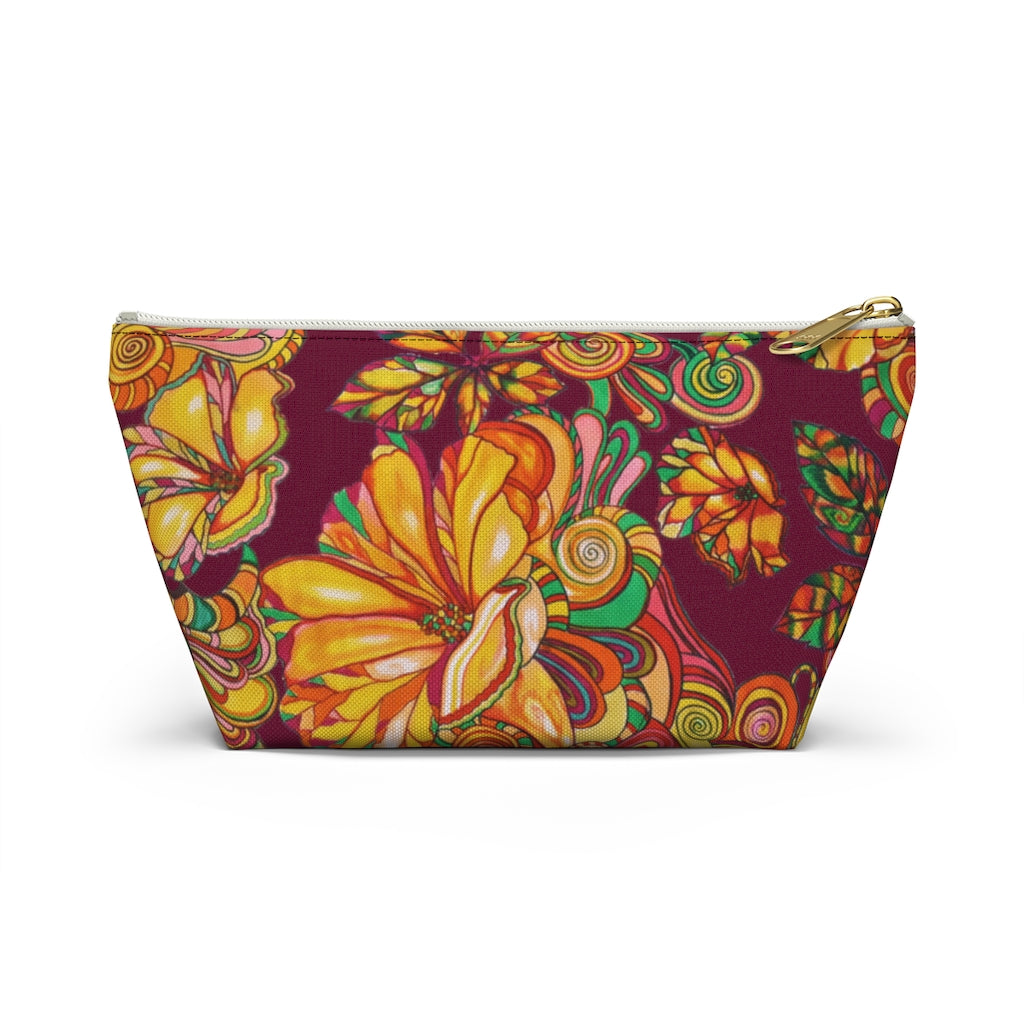 Marsala Artsy Floral Accessory Pouch