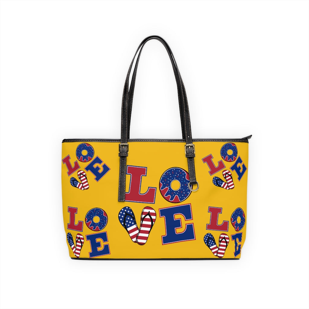 Yellow LOVE PU Leather Shoulder Bag