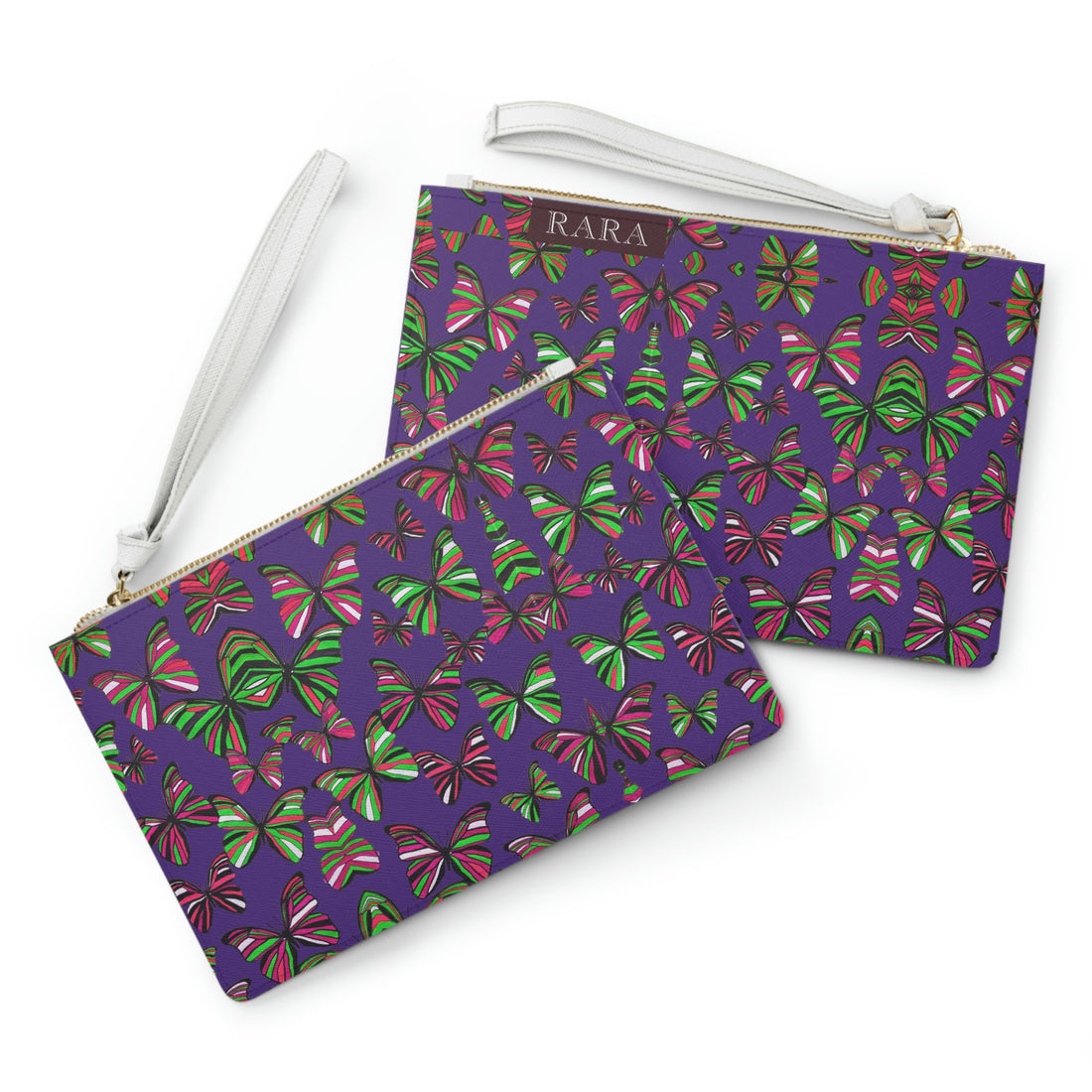 Purple Butterfly Print Clutch Bag