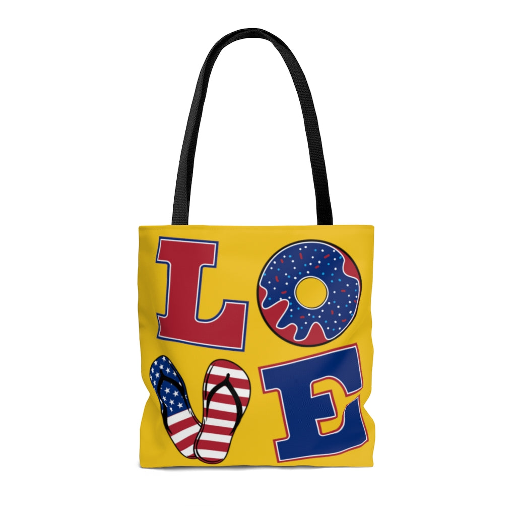 AOP American Love Yellow Tote Bag