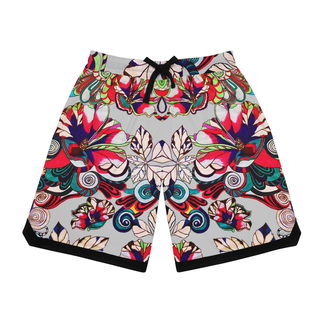 slate graphic floral print basketball shorts for men