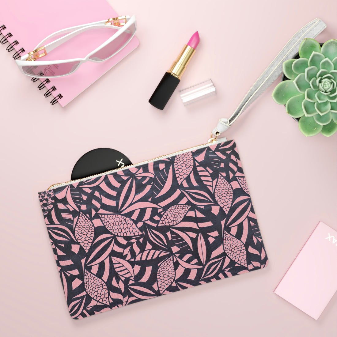 Blush Tropical Minimalist Clutch Bag