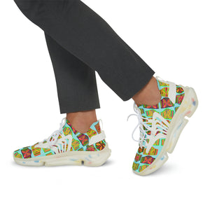 Icy Blue Deco Print OTT Men's Mesh Knit Sneakers