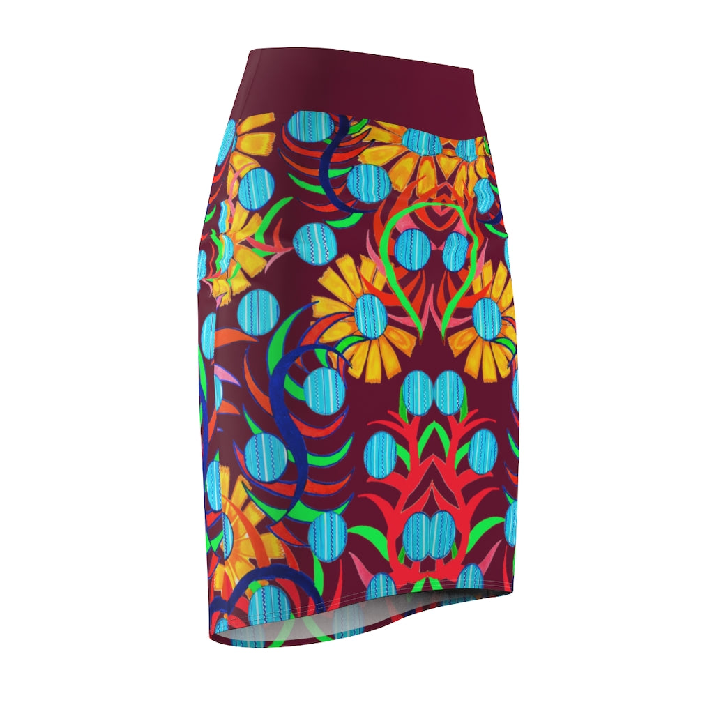 Sunflower Marsala Pencil Skirt