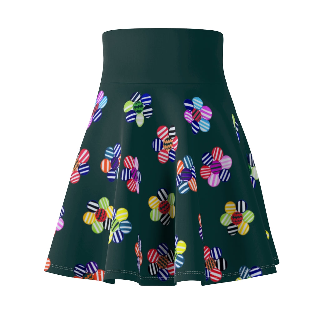 Bottle Green Candy Florals Skater Skirt