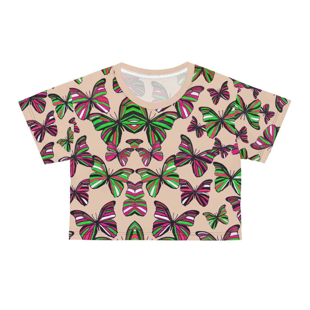 Nude Butterfly AOP Crop Tee