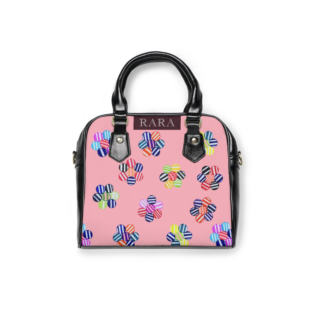 Blush geometric floral pu leather handbag