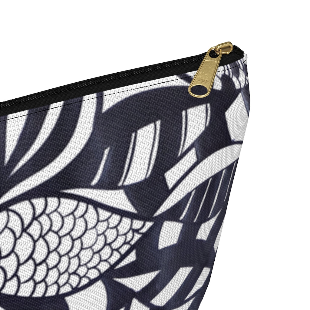 White Tropical Minimalist Accessory Pouch