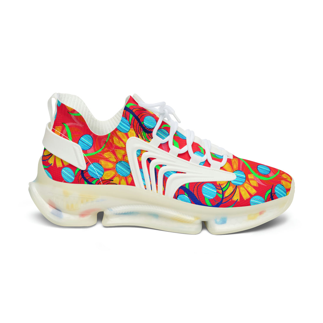 Red Sunflower Printed OTT Women's Mesh Knit Sneakers