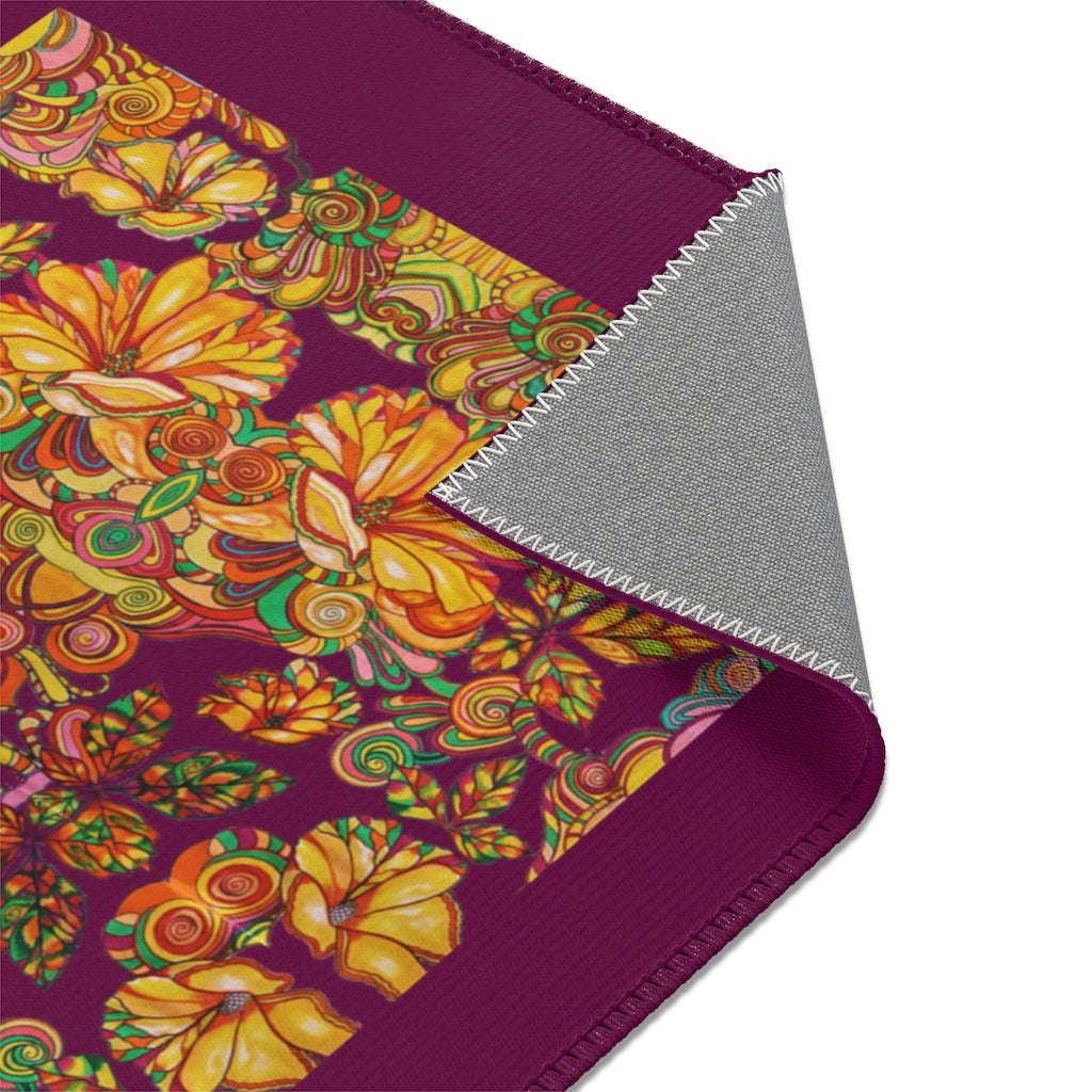 Artsy Floral Royal Purple Area Rug