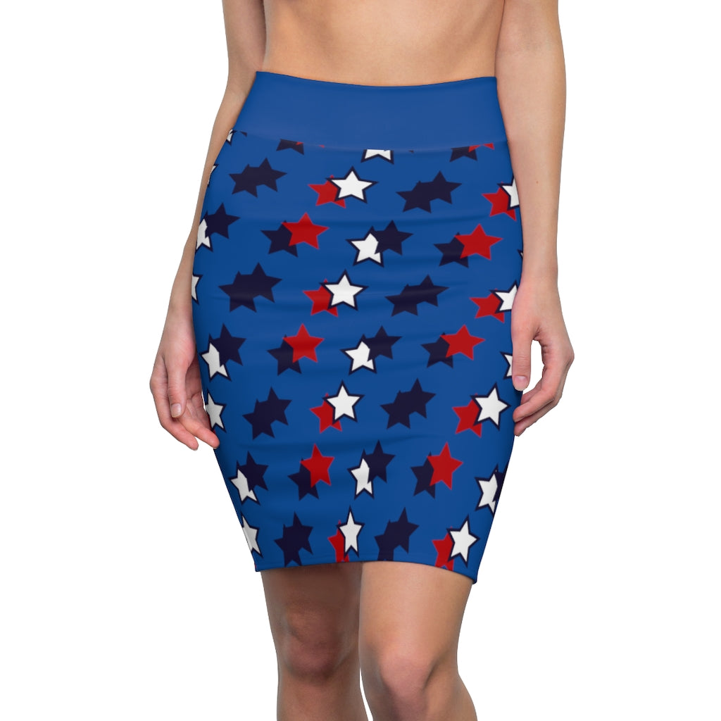 AOP Starry Royal Pencil Skirt