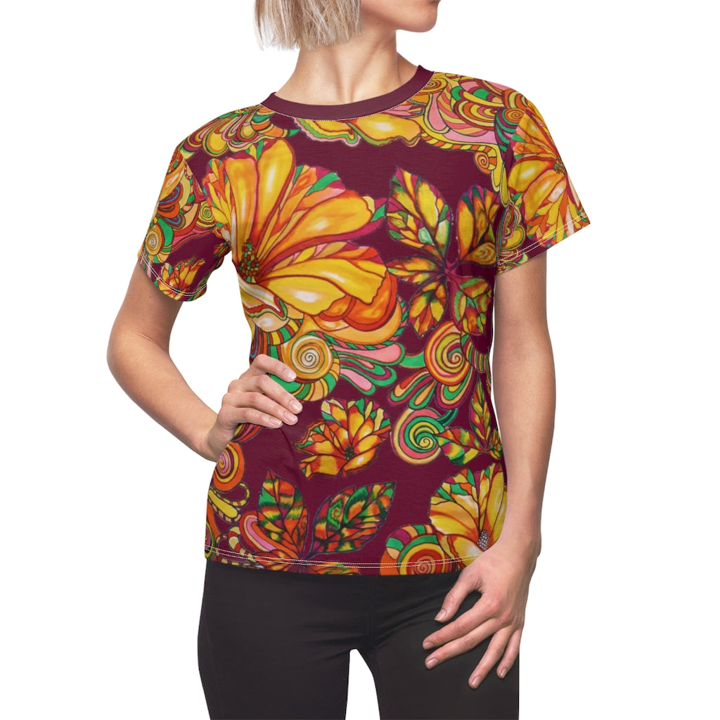 Artsy Floral Marsala AOP T-Shirt