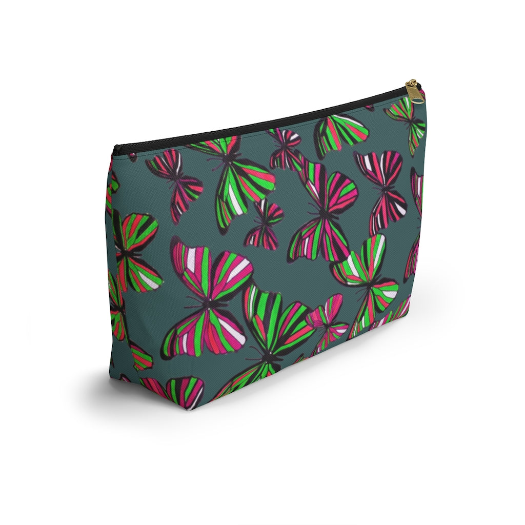 Butterflies Military Green Accessory Pouch